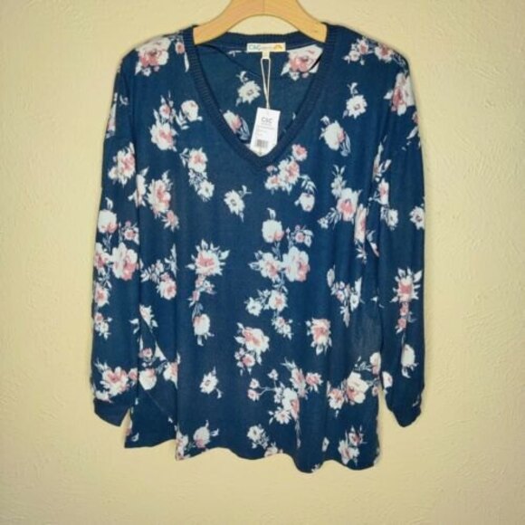 C&C California Floral Graphic Lightweight Sweatshirt Top Size Women's Sz. 1X NWT - Picture 1 of 8